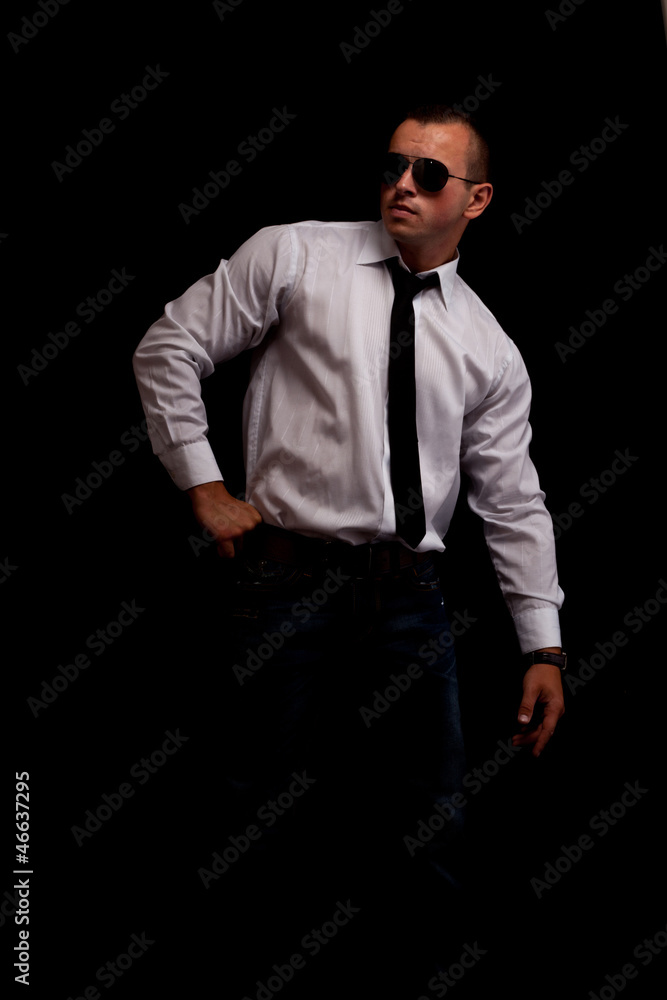 Portrait of secret agent standing Portrait of secret agent standing