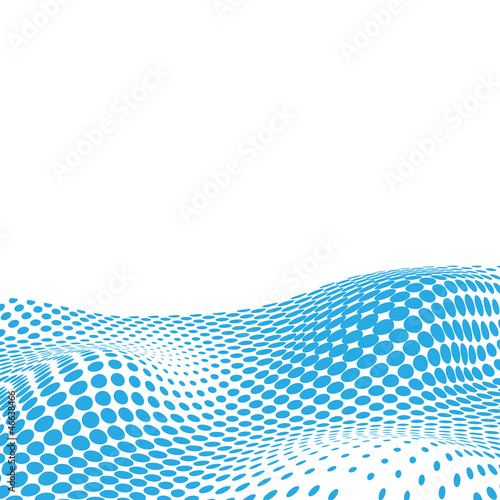 Halftone background for text, blue waves, vector