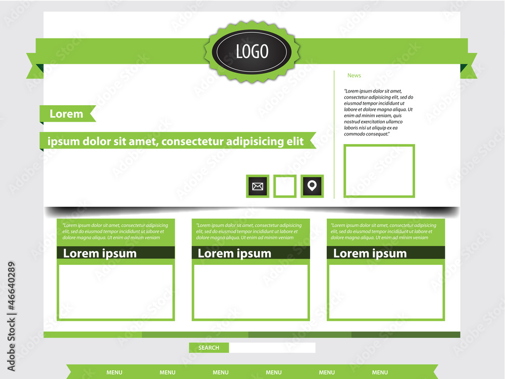 Website template - green ribbons