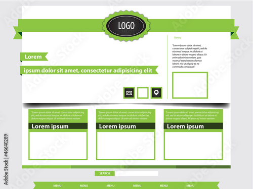 Website template - green ribbons