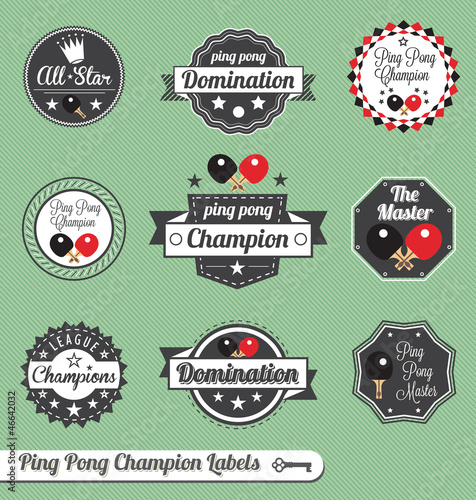 Vector Set: Vintage Ping Pong Champion Labels