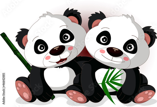Fototapeta Naklejka Na Ścianę i Meble -  cute cartoon panda's brother