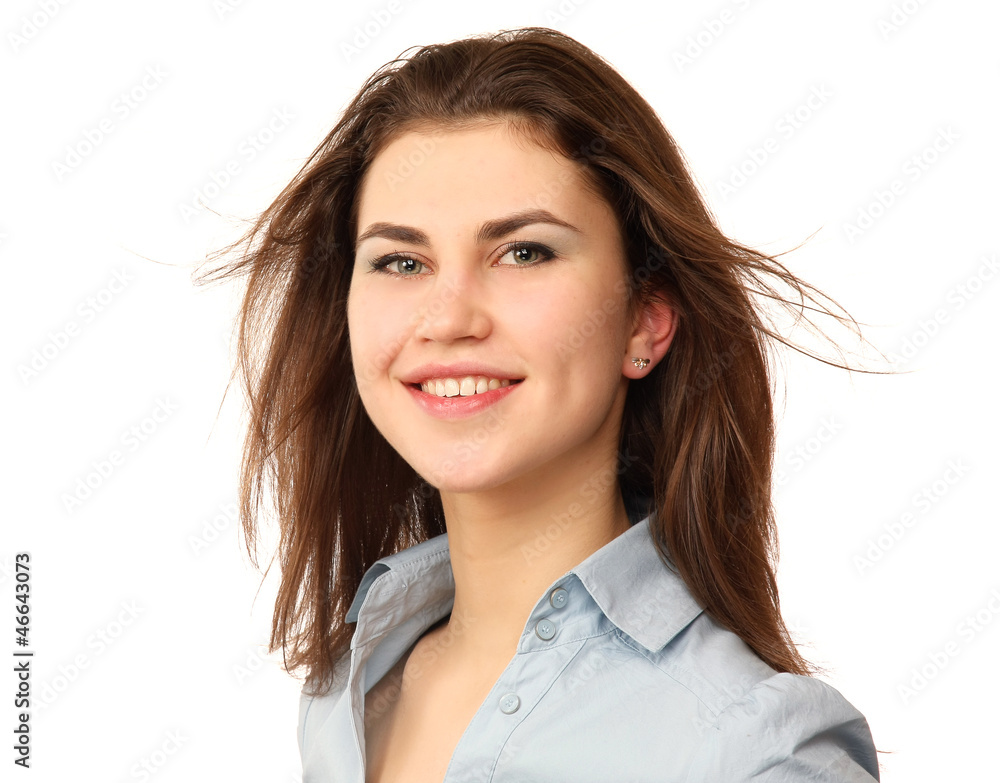 A beautiful woman, portrait isolated on white background A beautiful woman, portrait isolated on white background