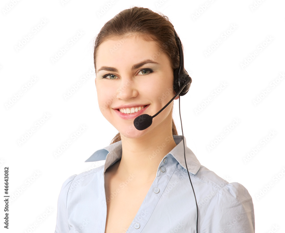 Beautiful business woman with headset Beautiful business woman with headset