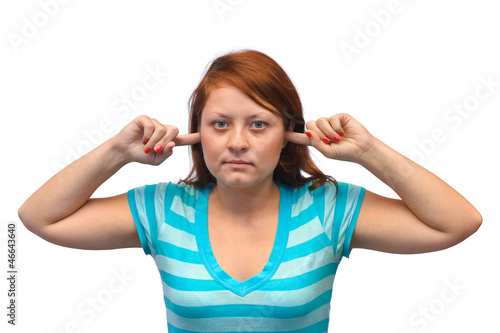 Woman closed ears