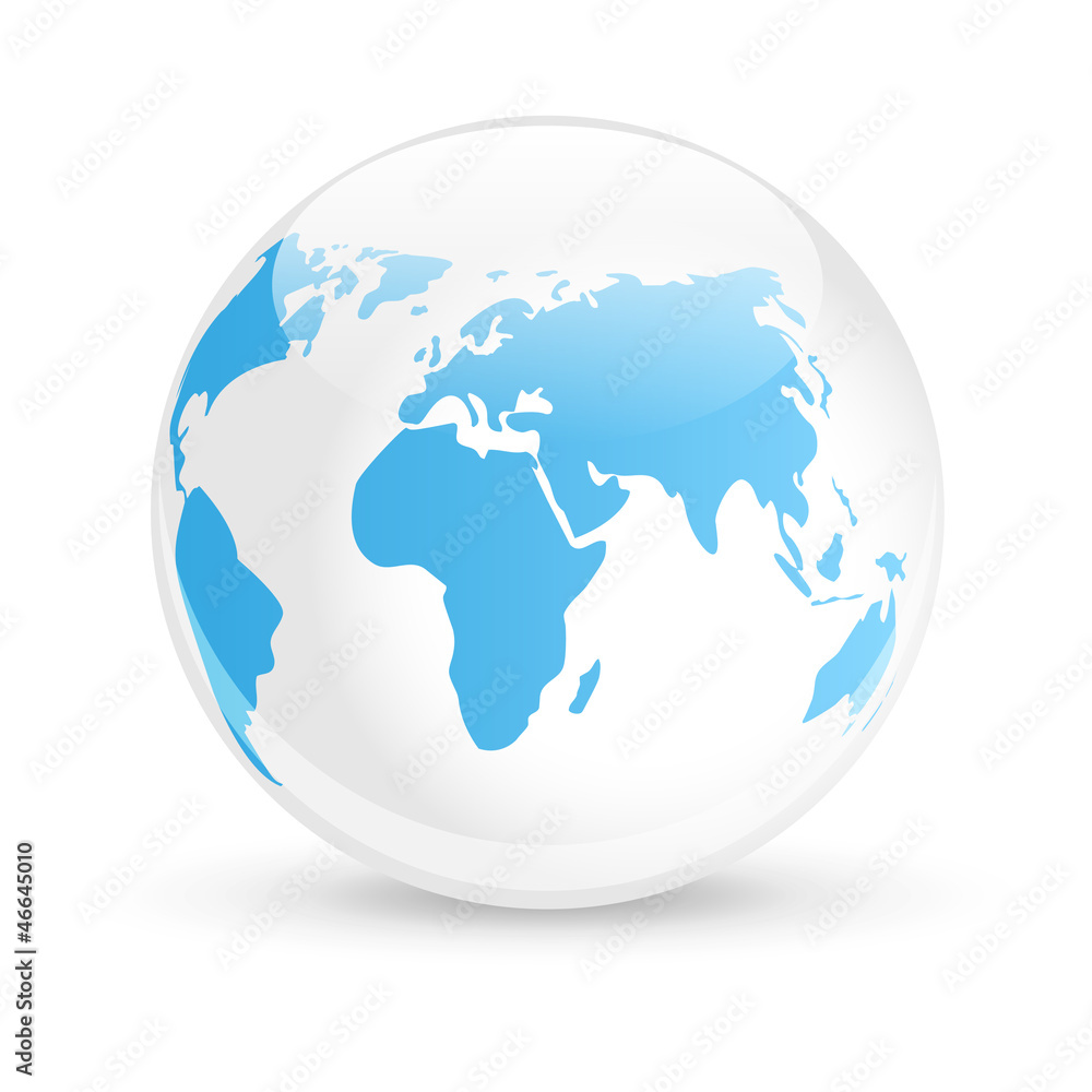 Naklejka premium Blue glossy Earth