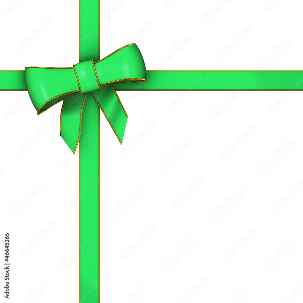3d Green Gift wrapping bow and ribbon 3d Green Gift wrapping bow and ribbon
