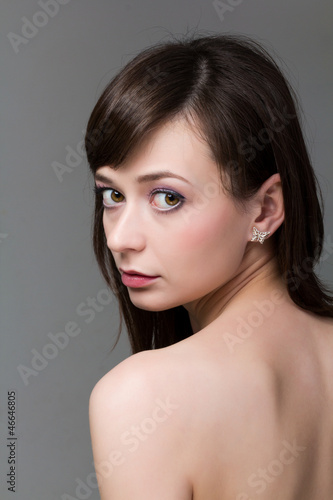 Closeup portrait of a beautiful female model