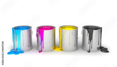 CMYK buckets isolated on white photo