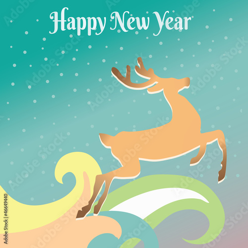 Christmas background with deer. happy new year background