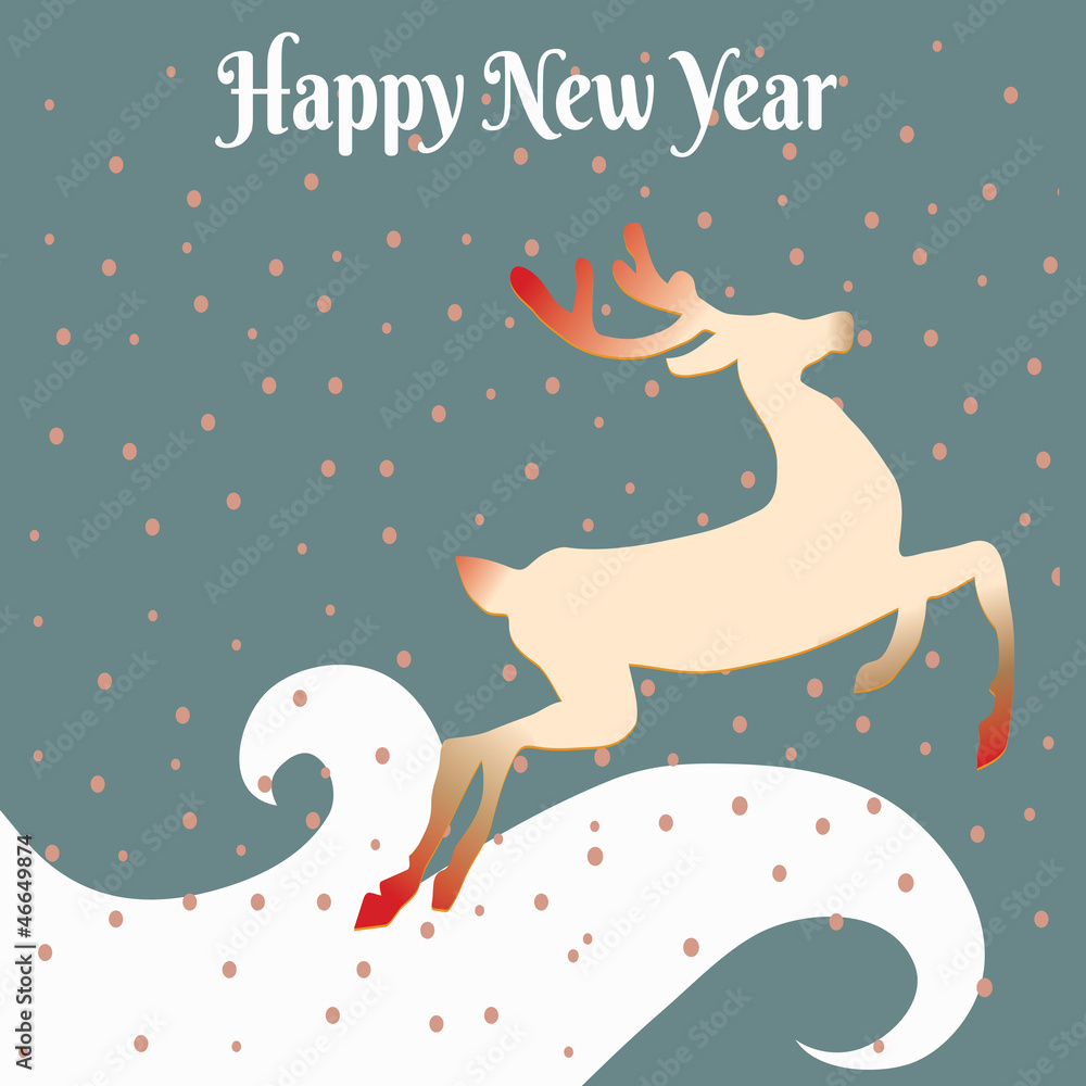 Christmas background with deer. happy new year background