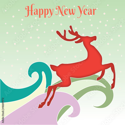 Christmas background with deer. happy new year background