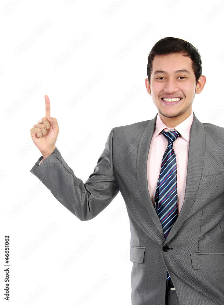 business man pointing at blank space business man pointing at blank space