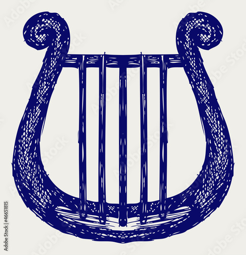 Illustration of lyre. Doodle style