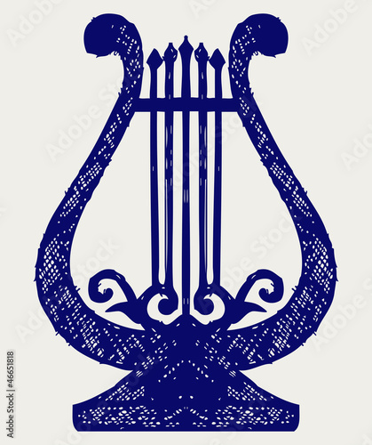 Illustration of lyre. Doodle style