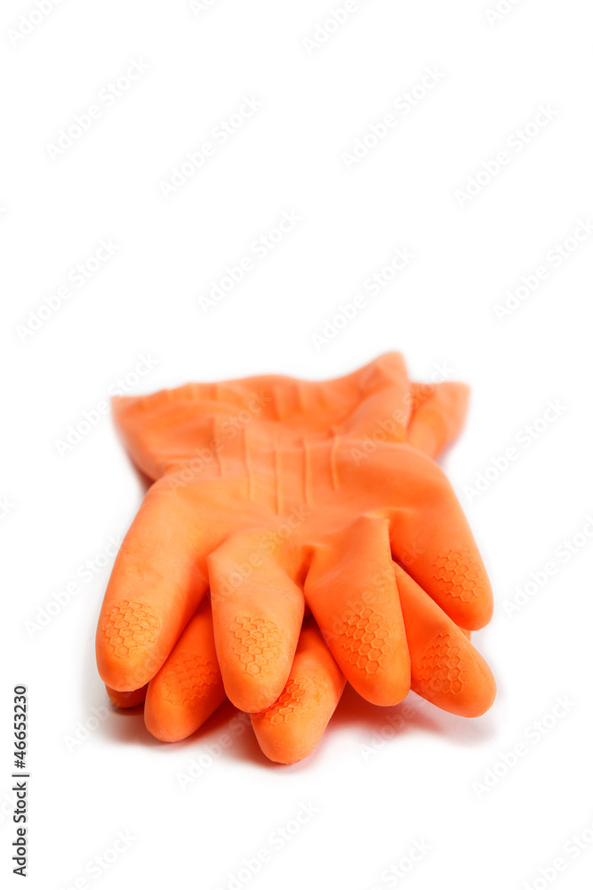 Rubber gloves on a white background. Rubber gloves on a white background.