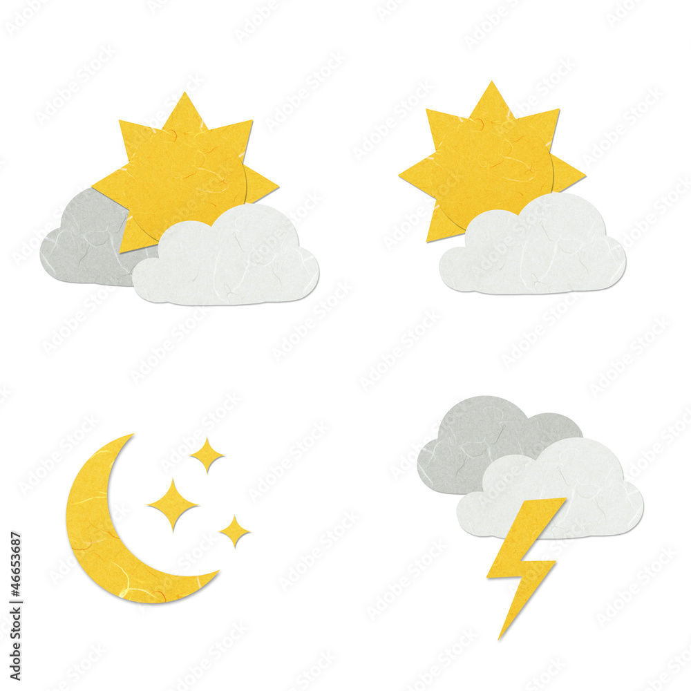 Rice paper cut cute weather icon Rice paper cut cute weather icon