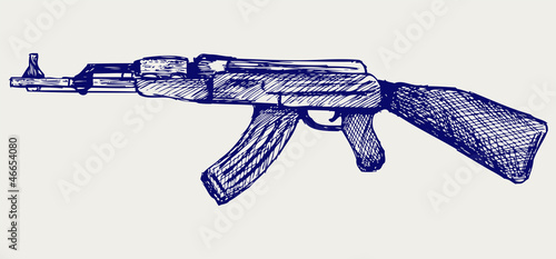 Assault rifle ak47. Doodle style