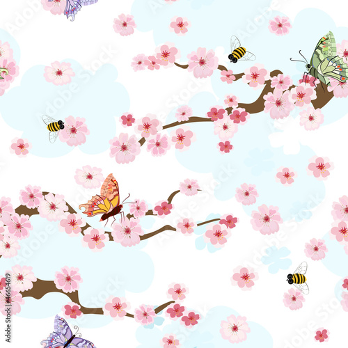 cherry blossoms background seamless