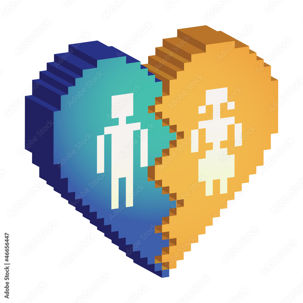 Obraz premium broken heart 3d pixels - illustration