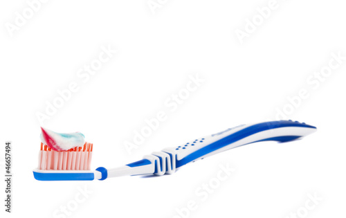 toothpaste with toothbrush isolated