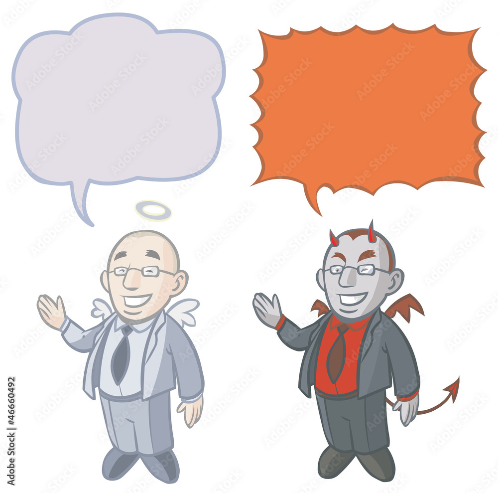 Two business characters -Good and Evil. Two business characters -Good and Evil.