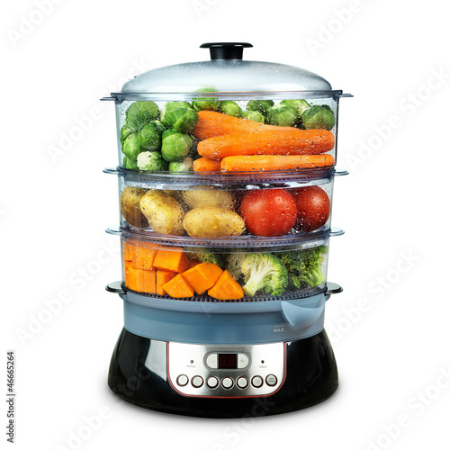 Healthy food in steam cooker photo