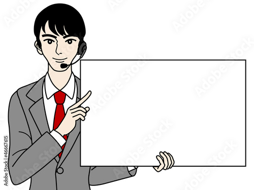 Male operator with Whiteboard,Bust up