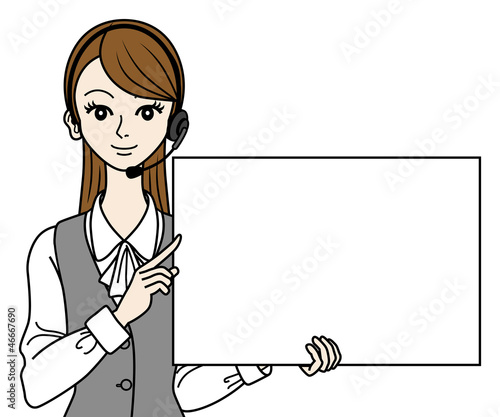 Female Operator with Whiteboard,Bust up