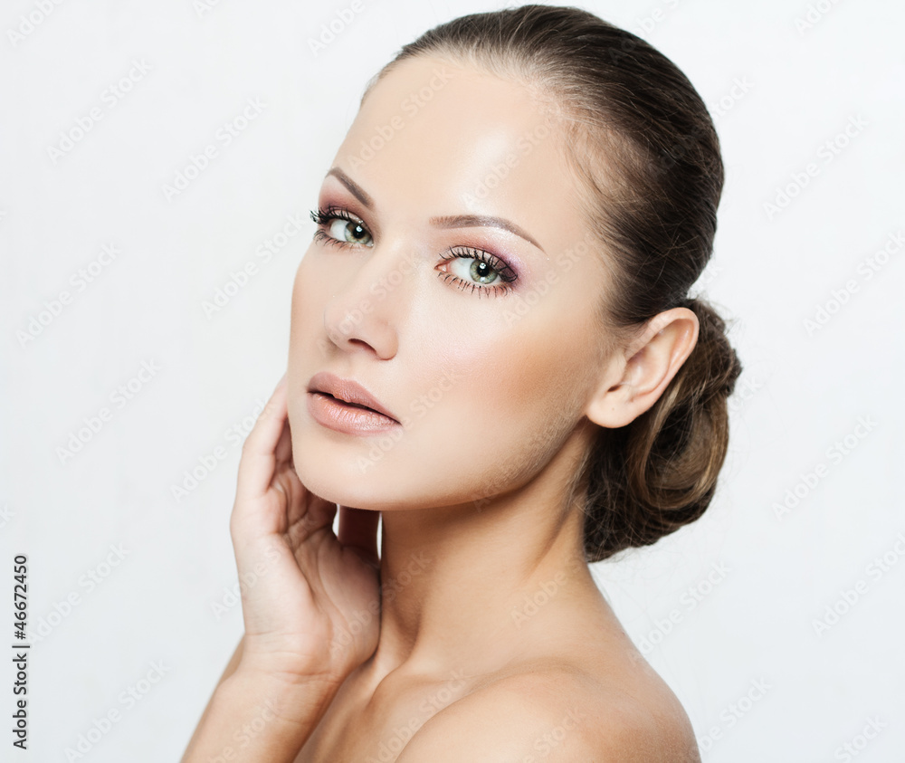 woman with beauty face and clean face skin , glamour makeup woman with beauty face and clean face skin , glamour makeup