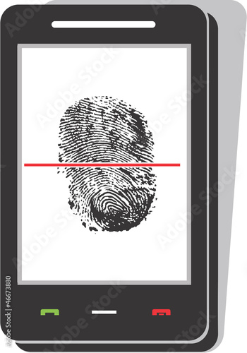 Mobile phone scanning a fingerprint