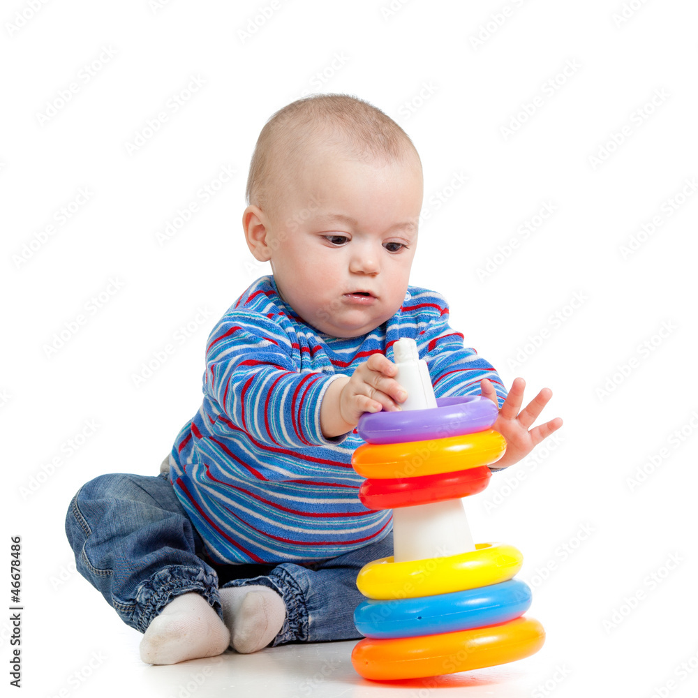 baby girl playing with toy isolated on white background baby girl playing with toy isolated on white background