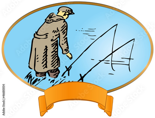 Vintage label on fishing