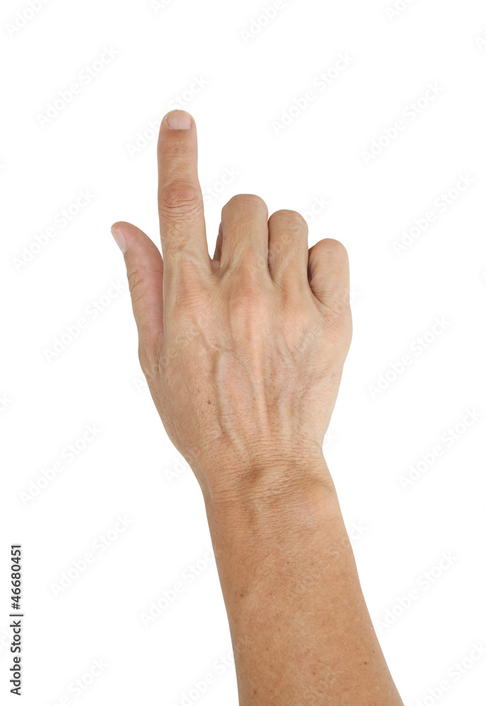 Hand pointing or press button isolated on white background Hand pointing or press button isolated on white background