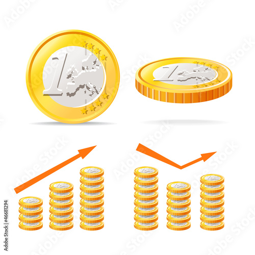 Euro coins isolated on white