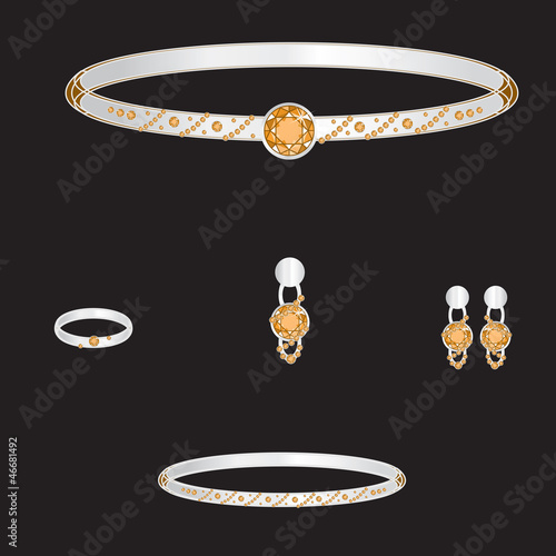 white gold set from necklace ring earrings brooch and bracelets