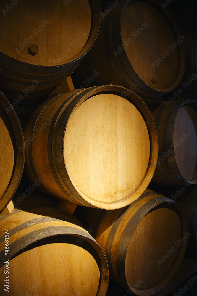 Wine barrels in a old wine cellar