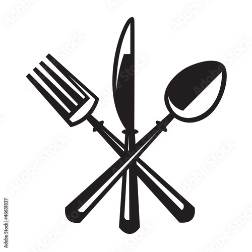 monochrome illustrations set of knife, fork and spoon