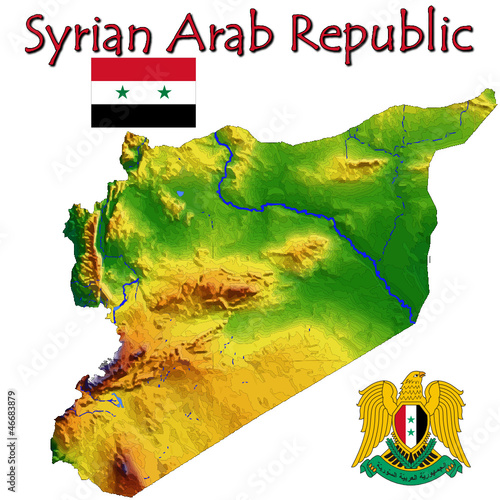Syria Asia national emblem map symbol motto