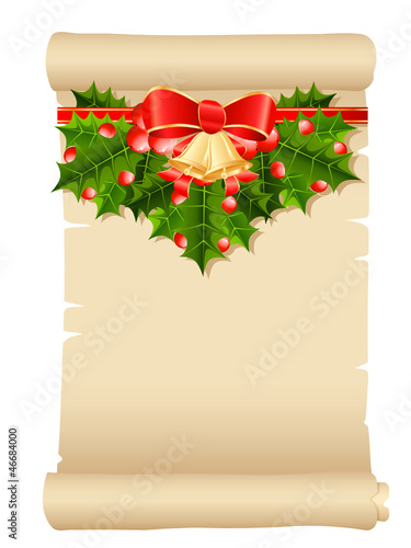 Papierrolle mit Weihnachtsschmuck