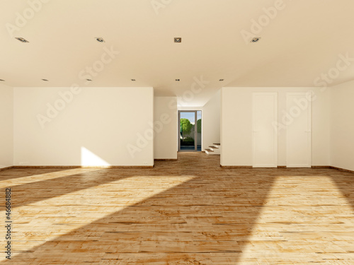 Wohnzimmer mit Esszimmer ohne räumliche Trennung 3D