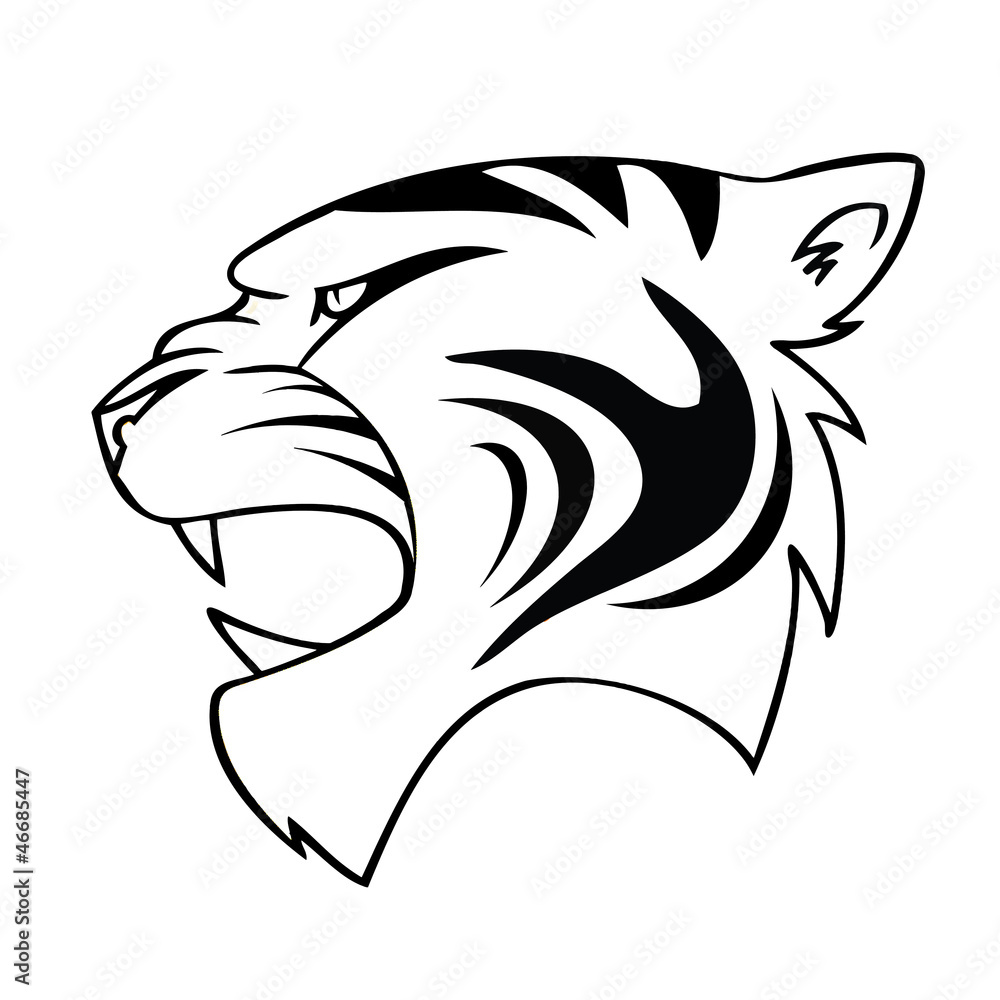Isolated cartoon tiger head