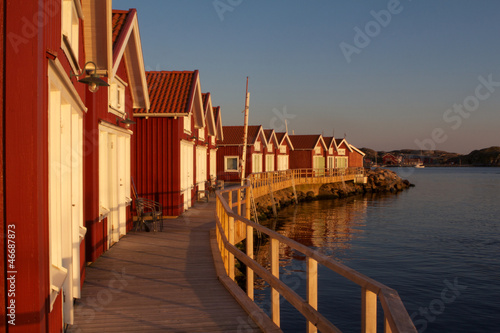 Swedish houses in Skärhamn at Sunset photo