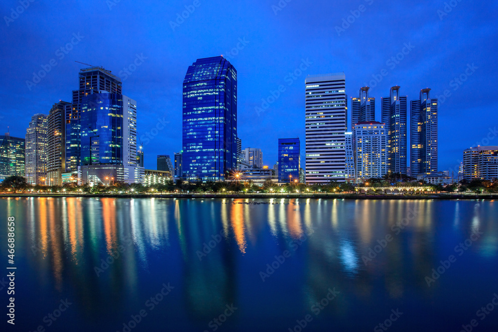 Cityscape at Night in Bangkok, Thailand