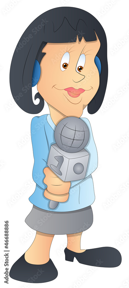 Lady Reporter - Cartoon Character - Vector Illustration Lady Reporter - Cartoon Character - Vector Illustration