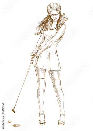 golf player  original full sized drawing 