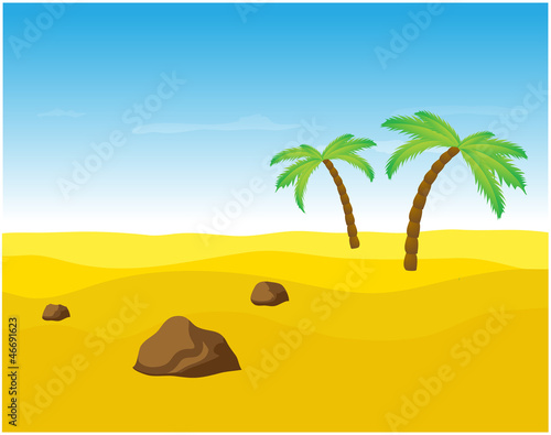 Fototapeta Naklejka Na Ścianę i Meble -  Palm trees in the desert, vector illustration