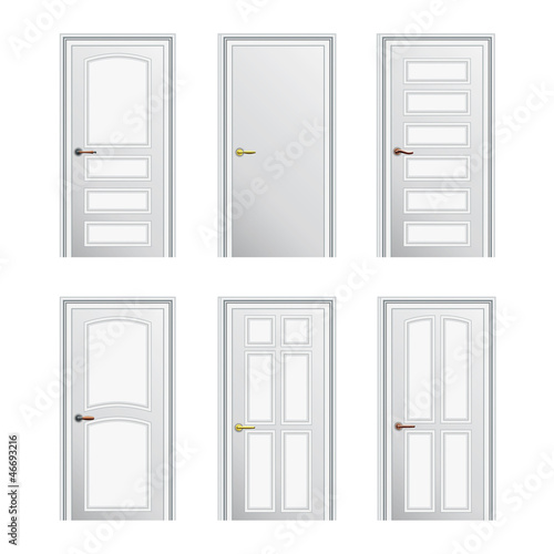 Set of 6 white painted profiled doors. Eps10