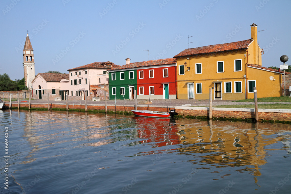colorful landscape of venetian lagoon, Mazzorbo island  connecte
