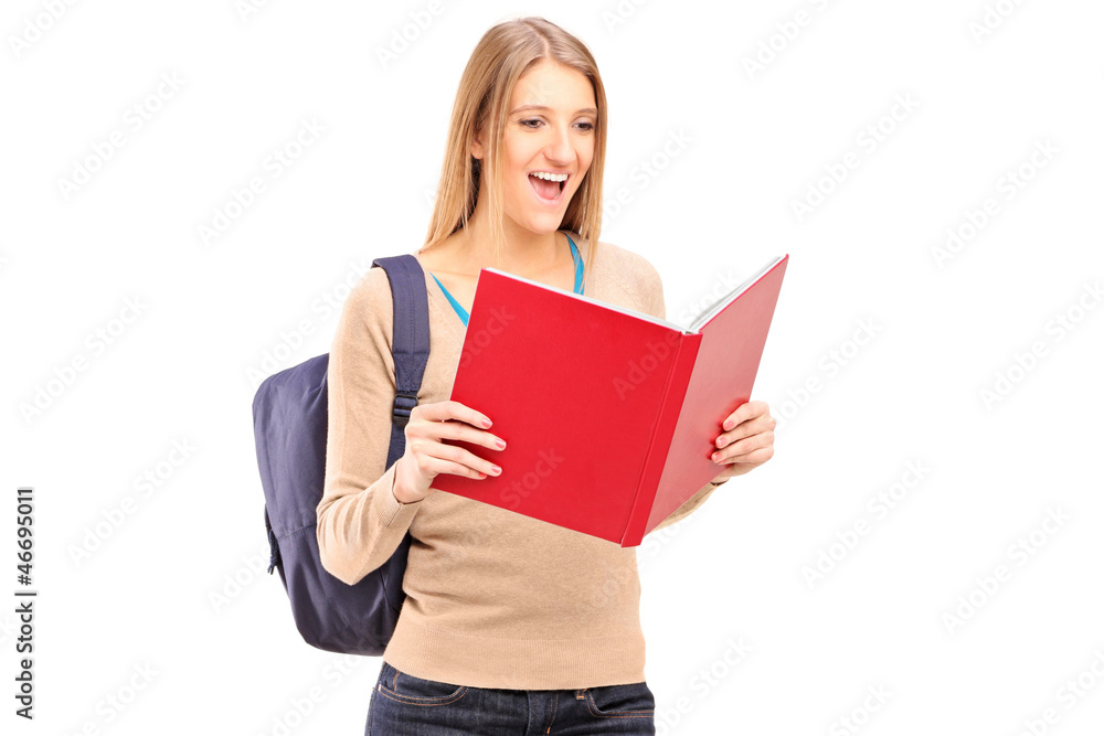 A female student reading a book A female student reading a book